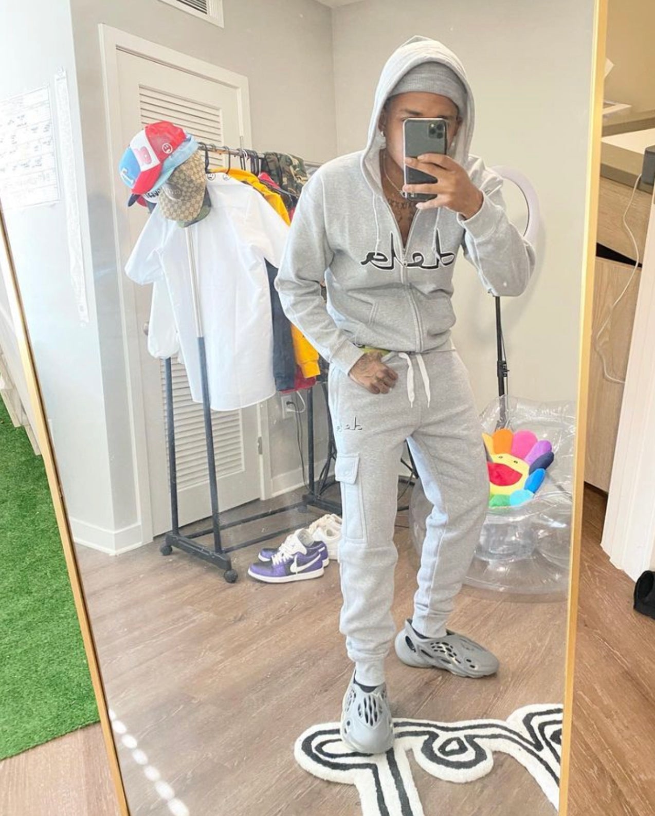 GREY ZIP UP (DARK GREEN WORDS)